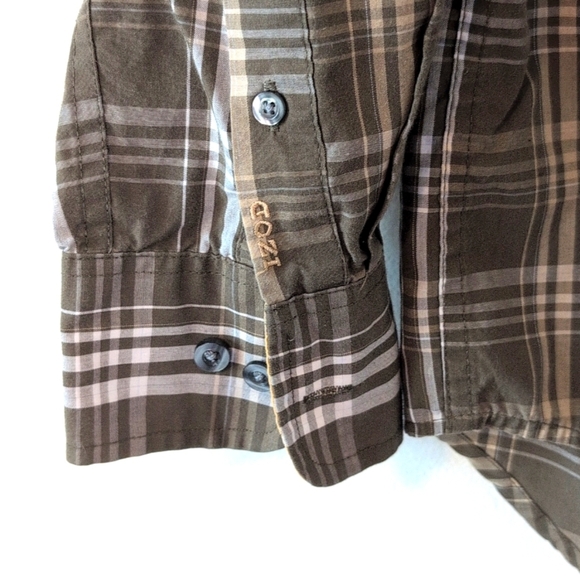 Izod No-Iron Plaid Cotton-Blend Travel Green Plaid Button-Up Shirt Sz Medium - Picture 6 of 8